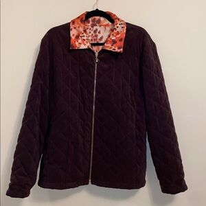 St. John Brown Quilted Reversible Coat Large